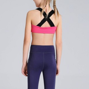 跨境儿童运动文胸内衣紧身交叉美背瑜伽背心女童健身训练骑行