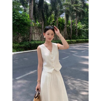 Maven Lin 老钱风高端亚麻马甲女无袖马夹高级感穿搭小马甲