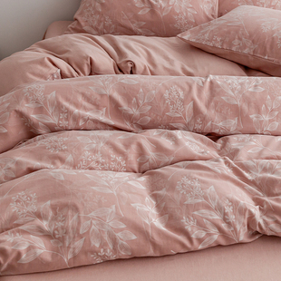 罗丽丝 纯棉色织三层纱布床单四件套1.5m全棉被套床笠床上用品