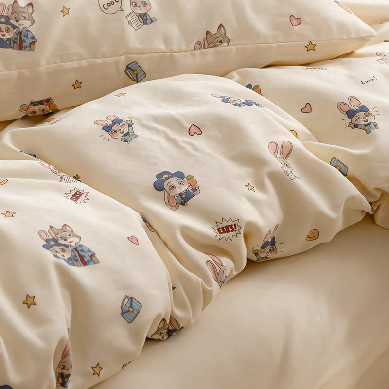 兔子警官 可爱纯棉双层纱被套定制儿童被芯套1.5m1.8清新四件套,床上用品,被套,淘宝优惠券,粉丝福利购,淘宝优惠卷