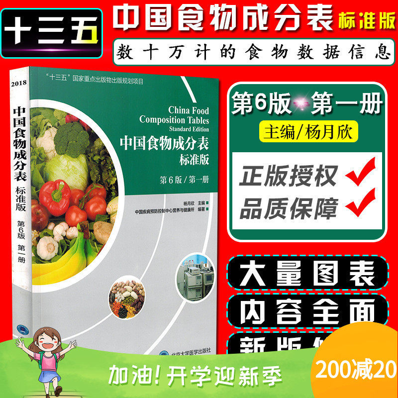 正版 中国食物成分表标准版第6版第一册 主编杨月欣 中国营养师培训教程 居民膳食参考工具书籍 北京大学医学出版社9787565916991怎么样,好用不?