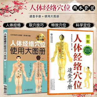 正版 两本套装 人体经络穴位使用大图册+速查手册 主编 郭长青 人体穴位经络图全身穴位美体针灸艾灸推拿保健 中国医药科技出版社