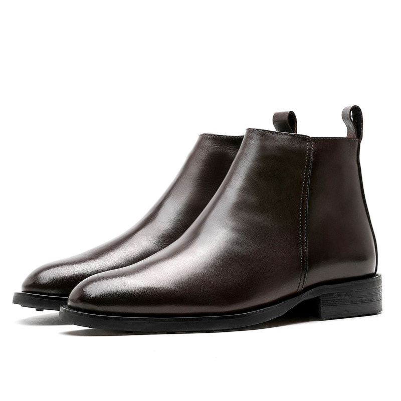 FUR INTEGRATED CHELSEA BOOTS MENS VELVET WARM MARTIN BOOTS LEATHER COTTON SHOES WOOL BOOTS BRITISH STYLE MENS ANKLE BOOTS