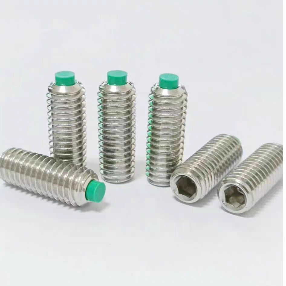 304不锈钢M3-M10装绿色ABS塑料垫胶头螺丝机米内六角止付紧定顶丝