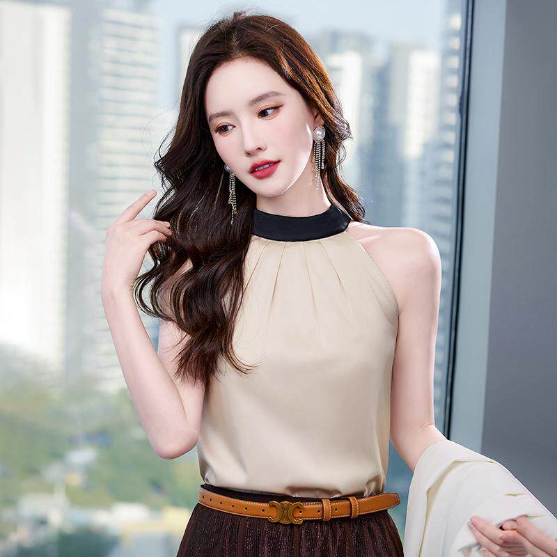 法式露肩挂脖吊带背心女夏季新款高级感气质小众上衣无袖显瘦小衫