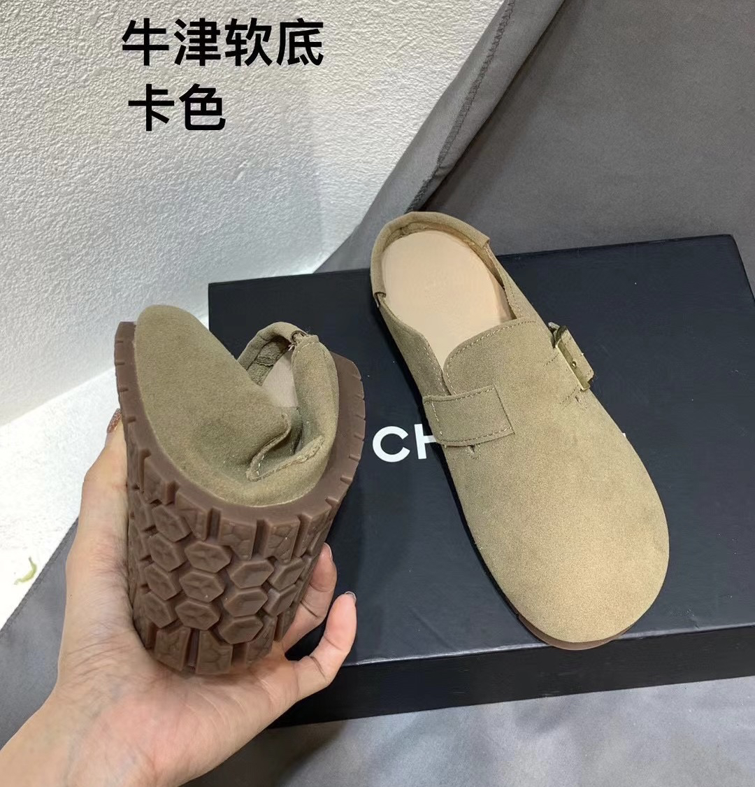 特价包邮牛筋底超舒服拖鞋平跟磨砂皮女圆头包头拖鞋