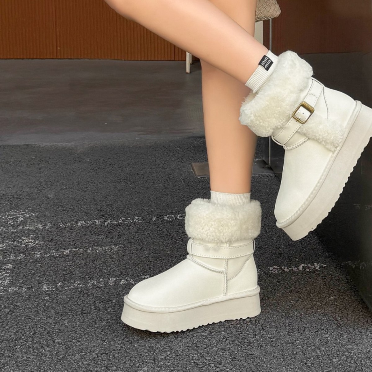 松糕厚底雪地靴女2025年冬季新款防水短筒增高棉鞋保暖加绒面包鞋