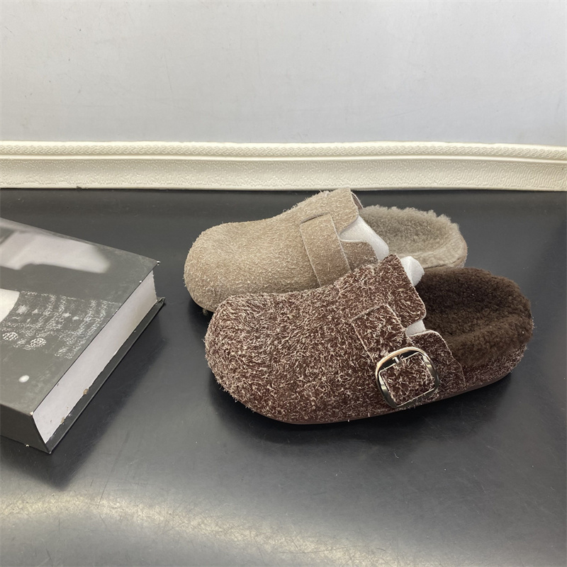 冬季保暖毛绒包头勃肯棉鞋女