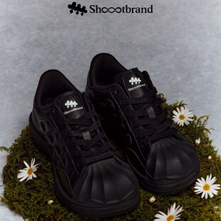 SHOOT BRAND异变系列 复古贝壳头板鞋男女 厚底增高大头丑萌鞋黑