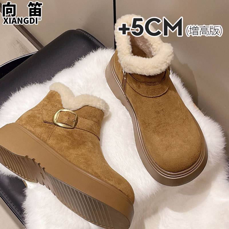 牛皮版全包厚底高帮勃肯鞋子女鞋加绒加厚保暖棉鞋羊毛雪地靴短靴