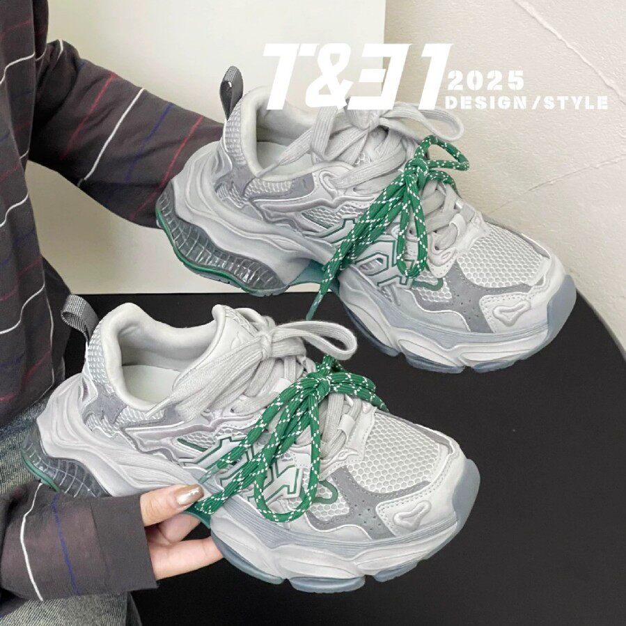 高版GGCC潮流捆绑脏脏增高老爹鞋女款2025秋季新款设计感运动休闲