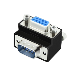 沃金泰 RS232 DB9针串口转接头 直角90度弯头公转母转换头带螺丝