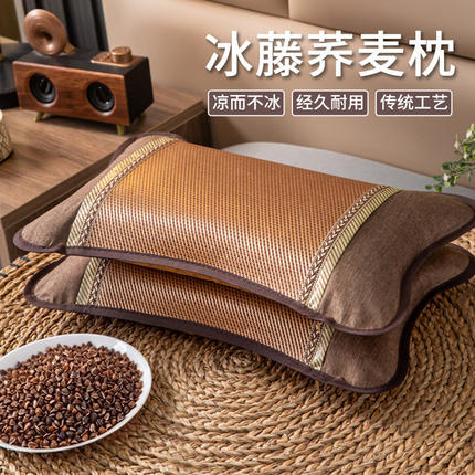 荞麦枕头夏天夏季成人凉枕竹枕护颈椎助睡眠专用小枕芯家用一对硬
