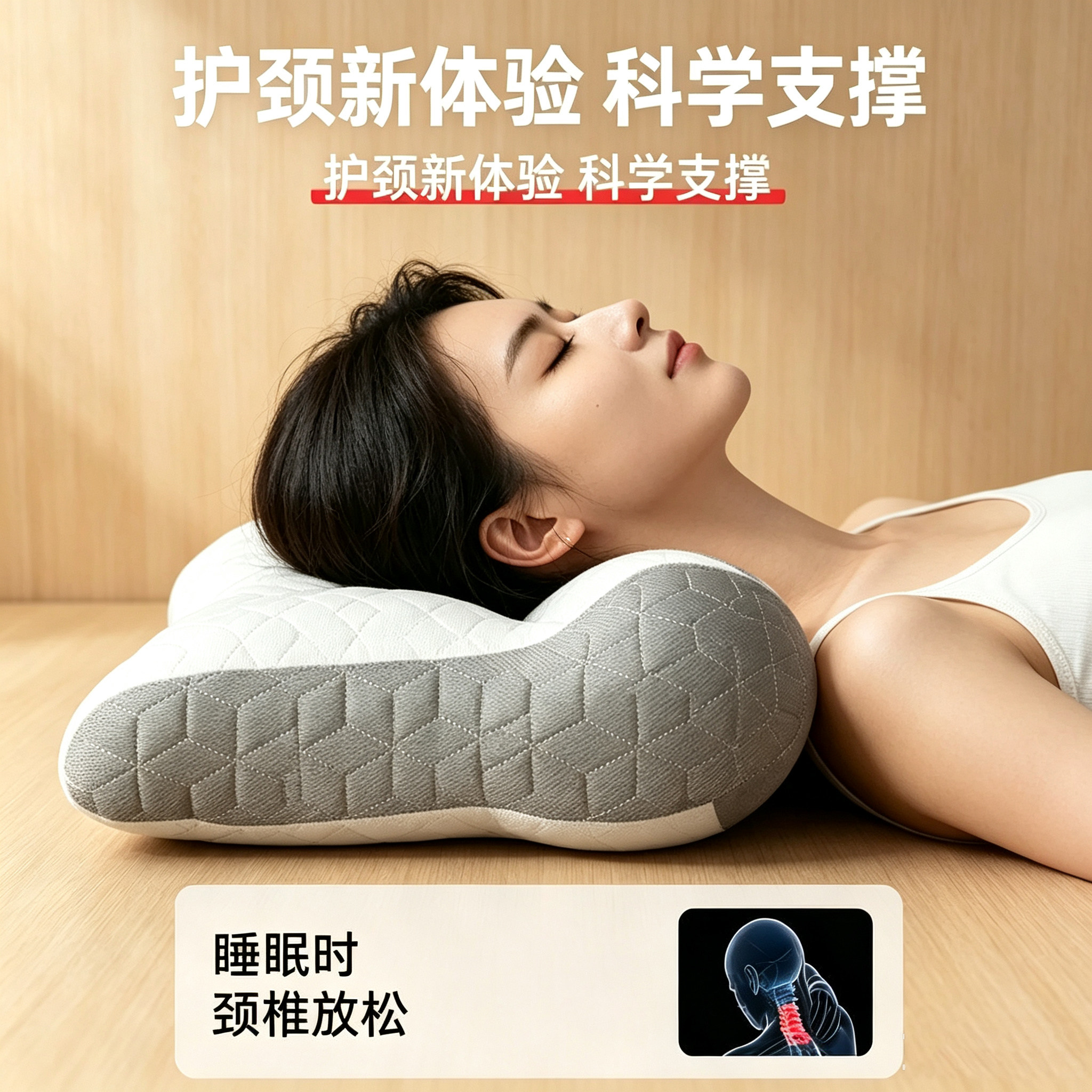 反牵引乳胶枕护颈助眠枕芯学生枕