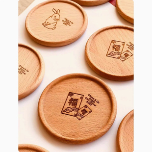 定制logo刻字来图定制胡桃木实木杯垫杯垫木质咖啡隔热茶杯垫