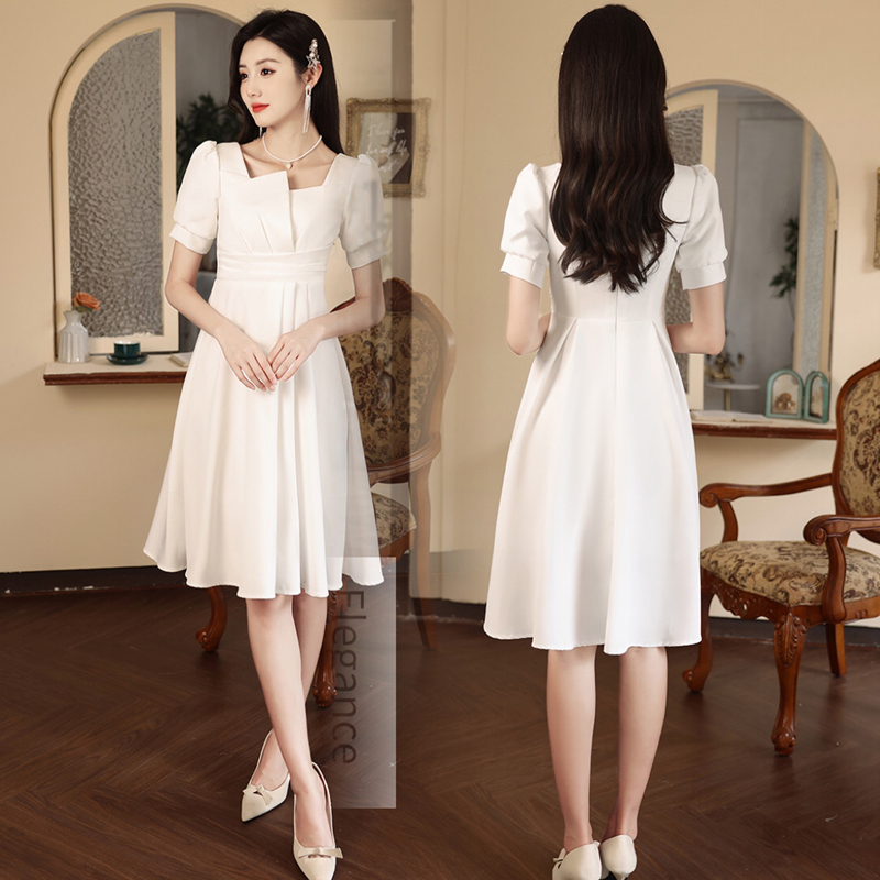 气质连衣裙短袖A字裙中长款