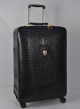商务万向轮鳄鱼纹女士旅行箱