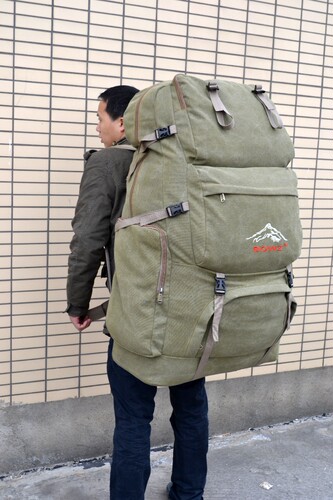 宝奇王子双肩包男超大容量户外 帆布男包休闲170L登山包 旅行背包 - 封面
