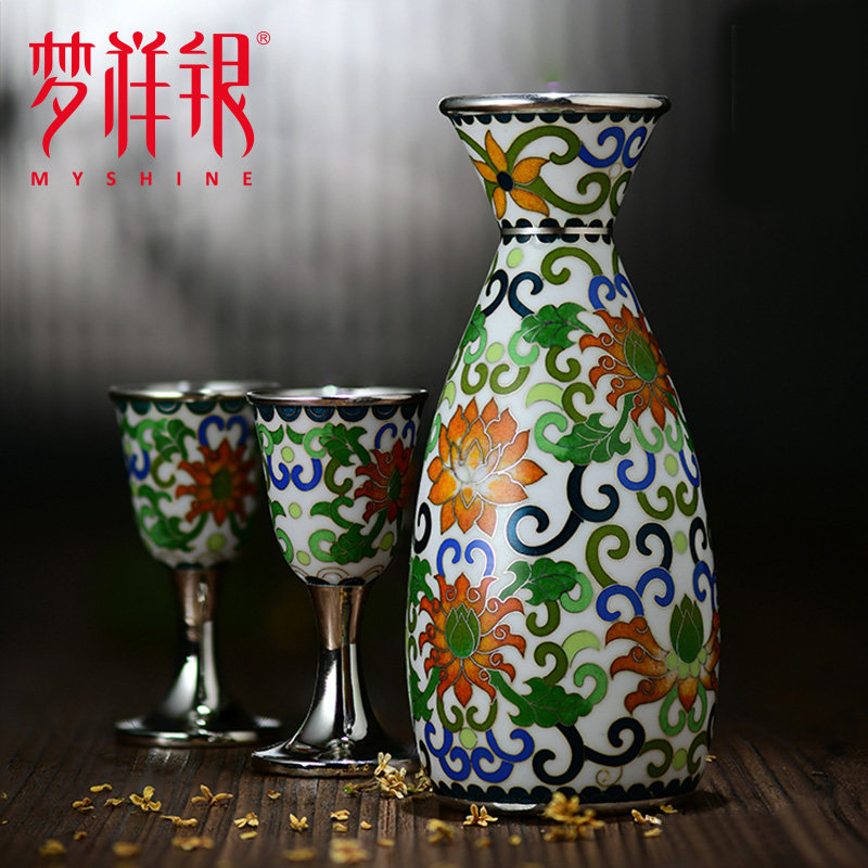 梦祥银盛世足银酒具温酒壶银礼银胎掐丝珐琅工艺知己系列商务送礼