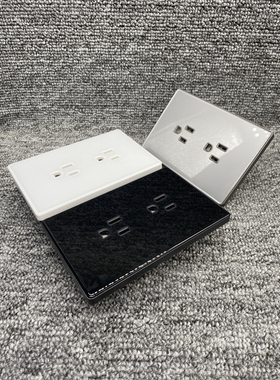 台湾美式墙壁黑色120型白色钢化玻璃灰色大板美标六孔USB带Type-c