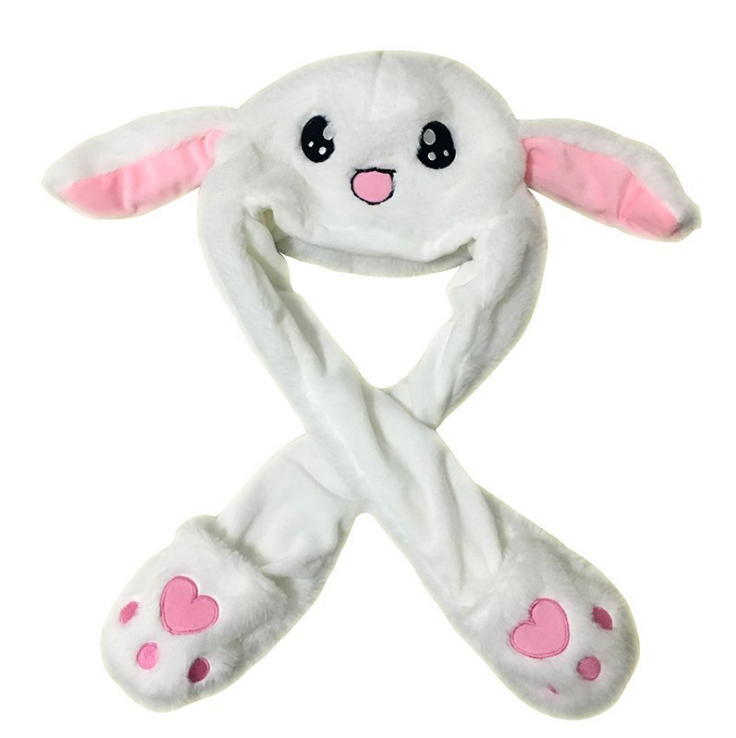 抖音同款一捏长耳朵会动的帽子网红兔子帽兔耳朵帽可爱小兔气囊帽