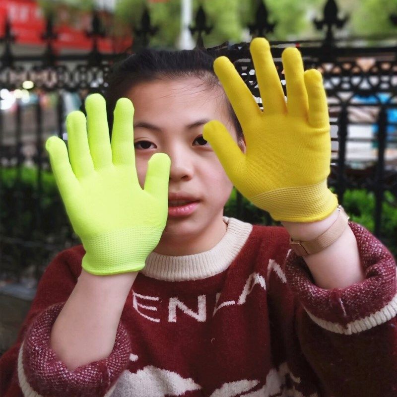 儿童表演出彩色手套薄款跳舞蹈小孩幼儿礼仪透气五指木工园艺手套