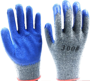 棉纱挂胶手套胶皮皱纹防滑涂胶劳保手套耐磨灰线蓝胶手套园艺园林