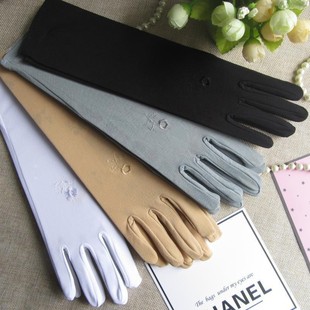 女高弹力薄牛奶丝白礼仪手套春夏演出舞蹈保安珠宝服务员防晒中长