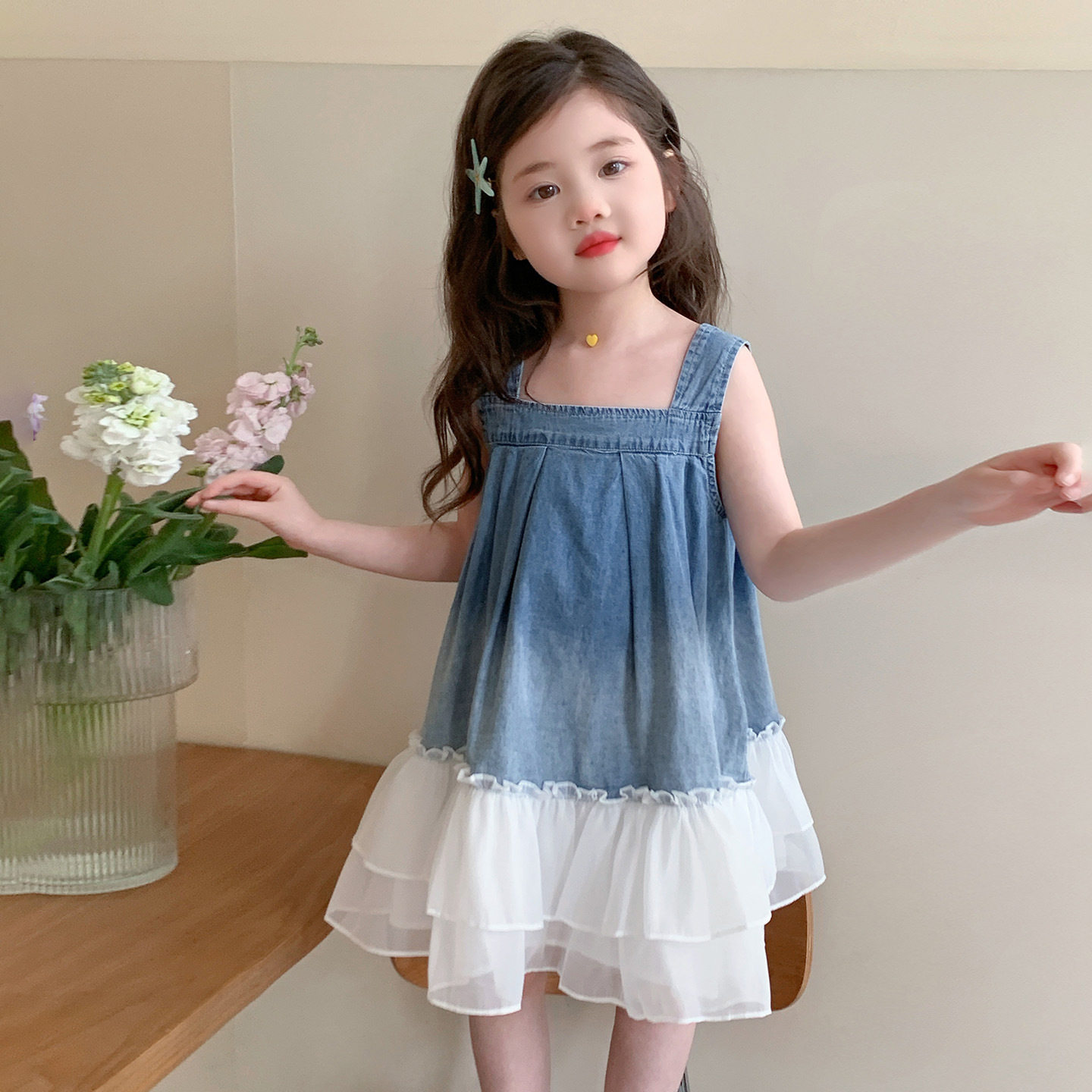 牛仔裙女童连衣裙夏季2026新款女宝宝背带裙儿童夏装独特漂亮裙子