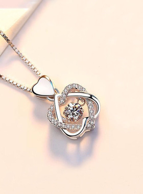 跳动的心爱心六芒星灵动项链ins小众设计感百搭吊坠饰品