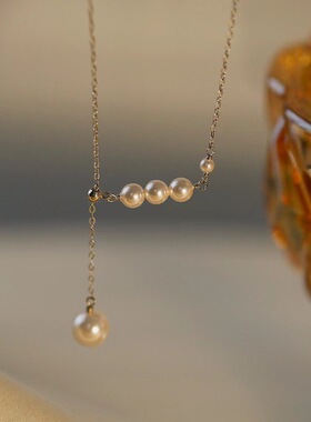 简约珍珠流苏吊坠级感项链百搭气质复古时尚锁骨链2024年新款配