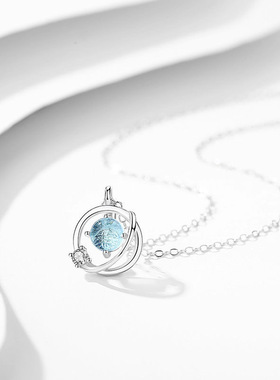 梦幻星球银色项链得物同款琉璃吊坠潮轻奢锁骨链女款情侣热卖跨境