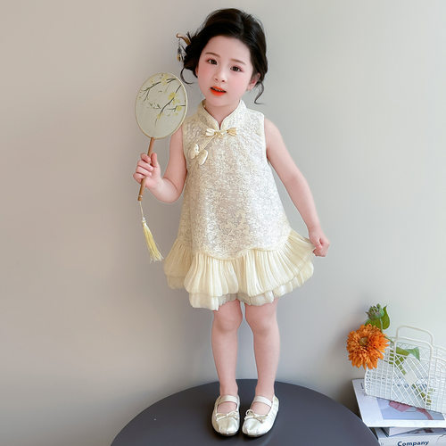 女小童国风连衣裙夏季2026新款宝宝蕾丝旗袍裙夏装儿童新中式裙子
