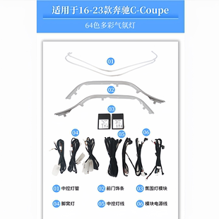 适用于奔驰C级轿跑C200 C260发光出风口64色氛围灯旋转高音响升级