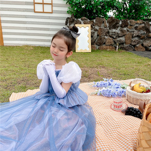 YA定制 Cinderella灰姑娘女童冰雪奇缘艾莎公主裙生日表演礼服
