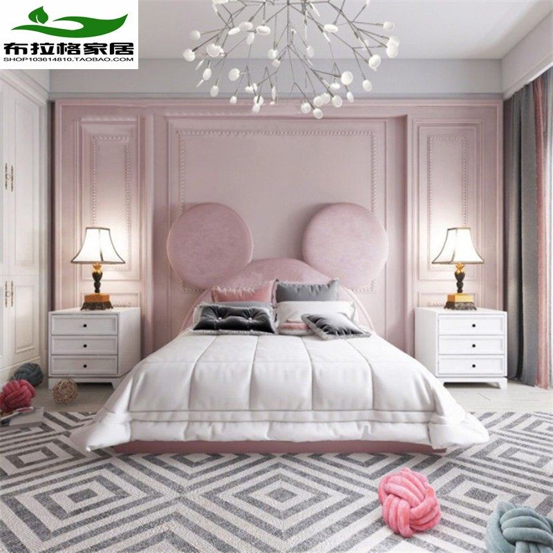 Postmodern Fabric art Children bed Net Red Cartoon Girl boy single bed Disney Mickey Mouse Soft pack bedin the Residential furniture , Beds , Fabric bed  category - from Buy2taobao.com to provide professional Taobao agent buy service