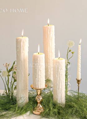 手工白色滴泪蜡烛法式婚礼氛围感布置家居无烟无味装饰艺术摆件