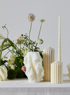 AOCOHOME条纹圆柱香薰蜡烛ins风家居客厅装饰摆件摄影道具软装