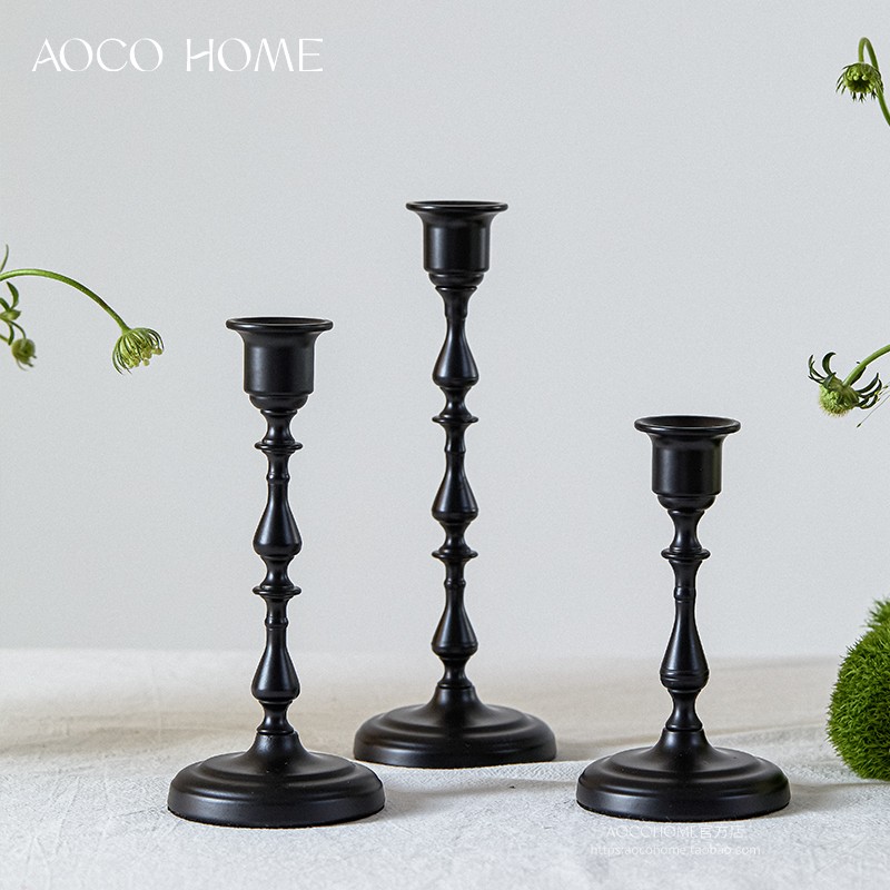 美式复古烛台杆蜡家用金属蜡烛底座软装布置客厅餐厅欧式浪漫烛光