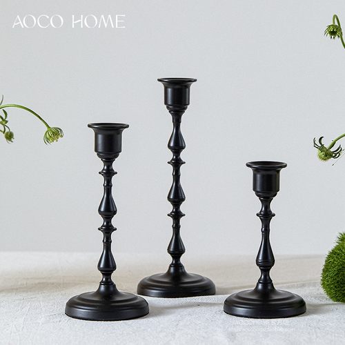 美式复古烛台杆蜡家用金属蜡烛底座软装布置客厅餐厅欧式浪漫烛光