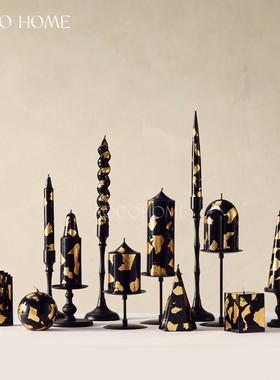 【鎏金】黑色金箔蜡烛无味艺术小众高级感家居装饰品金属烛台摆件
