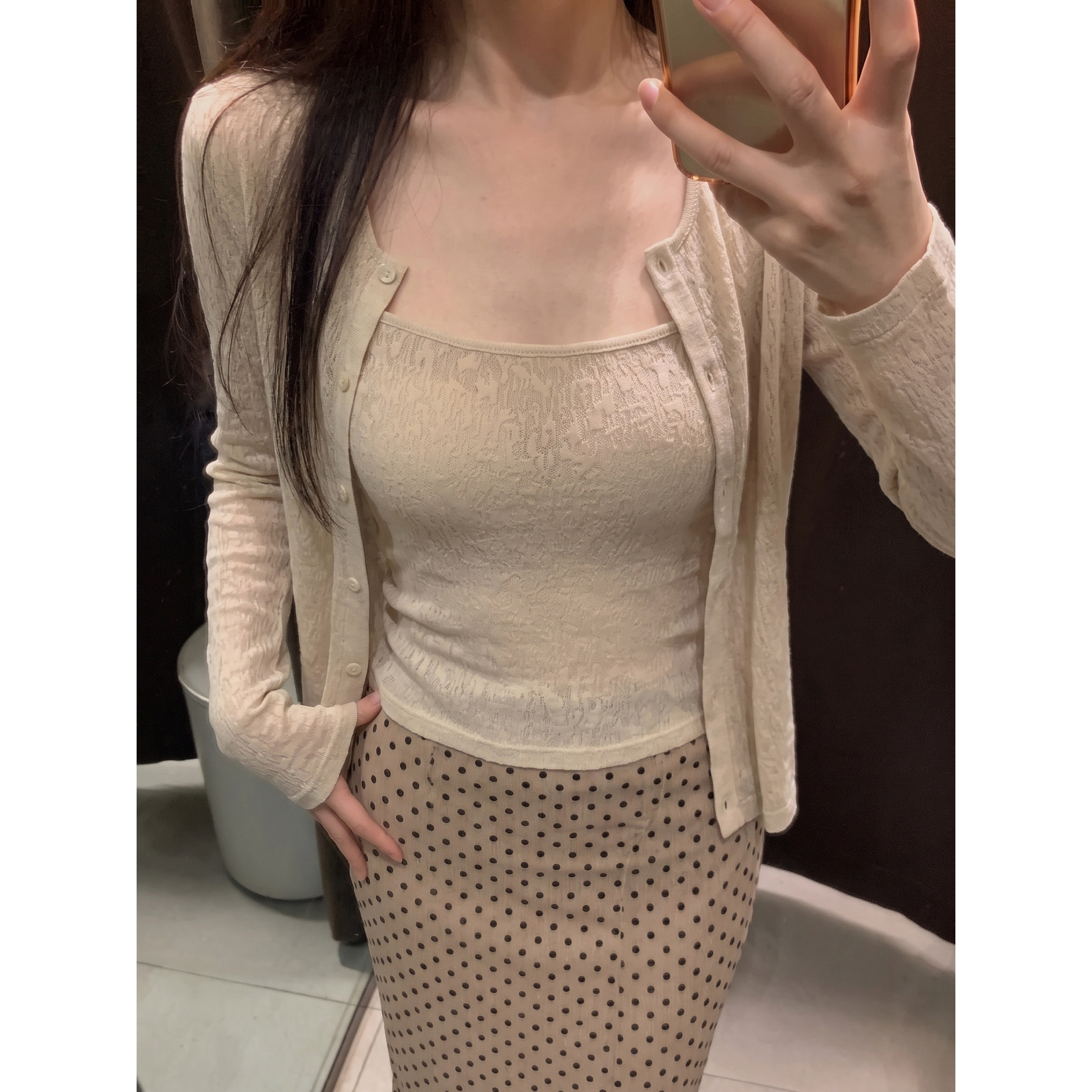夏季纯欲吊带防晒开衫两件套女图片