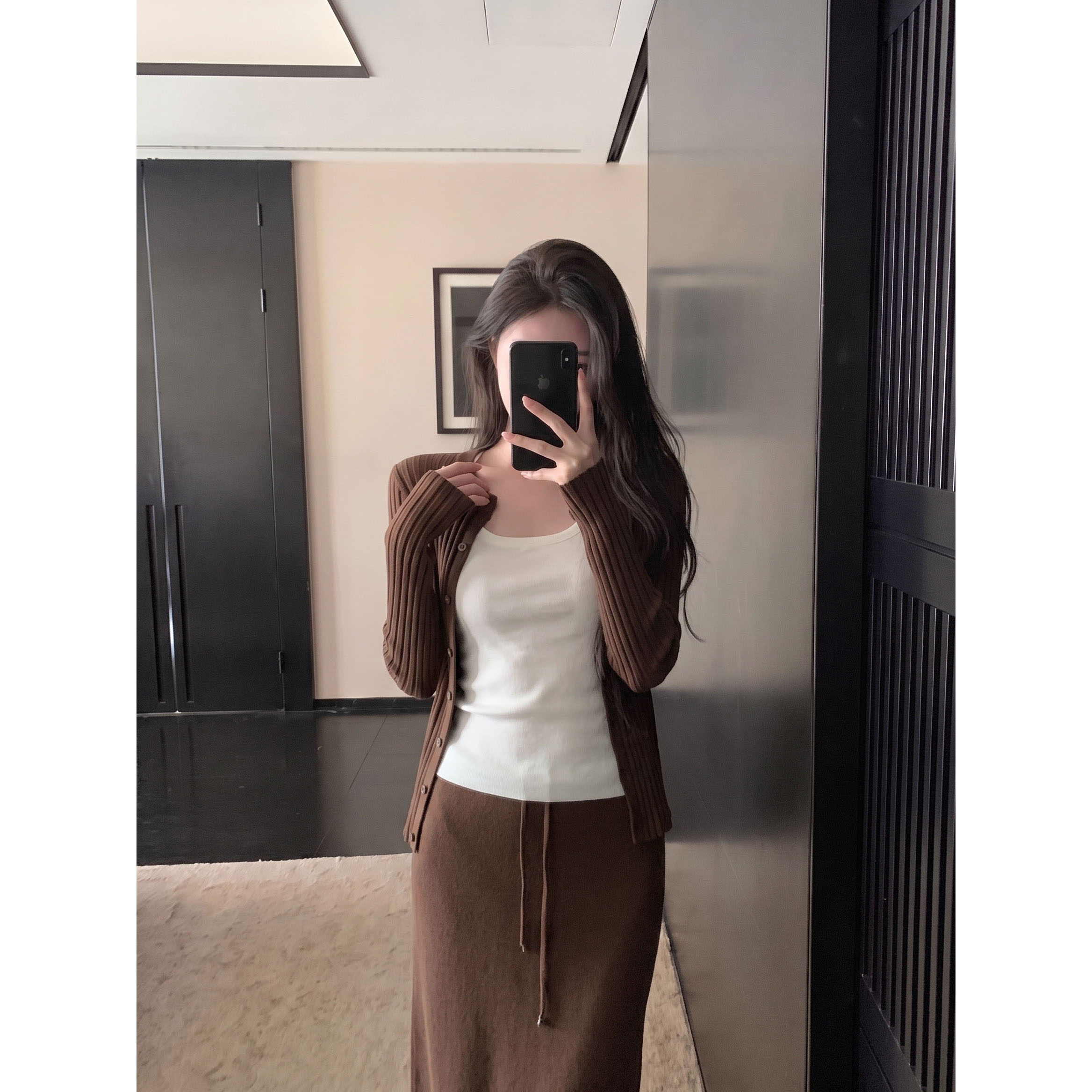 韩系复古早秋针织慵懒感三件套女图片