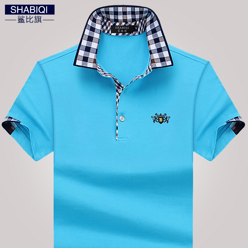 青年翻领短袖t恤男夏季男装商务纯棉半袖大码宽松体恤polo衫衣服