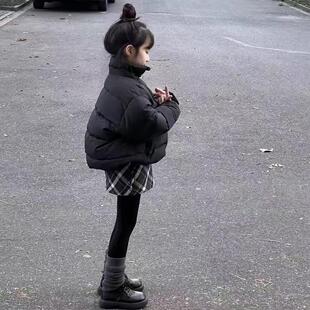 女童毛呢格子半身裙秋冬加绒复古风甜美直筒A字裙女宝百搭短裙裤9