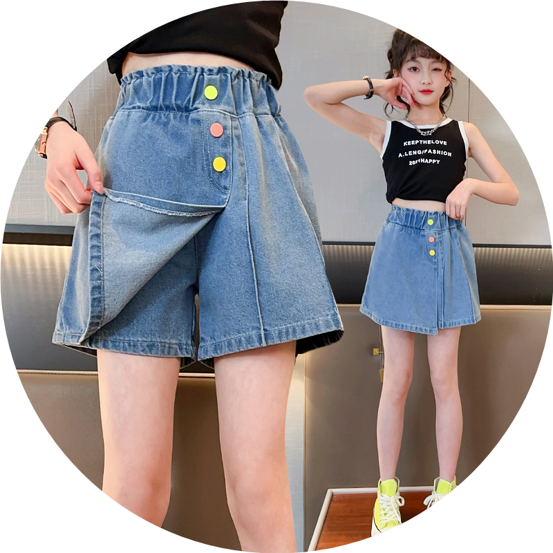 女童牛仔短裤2025新款夏装网裤子