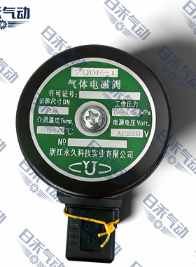 YJ浙江永久电磁阀ZQDF-1 DN25 AC220V 0~1.6MPA 60°C气体用阀门