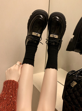 牛皮版~厚底小皮鞋女2026新款软皮单鞋英伦乐福鞋大码女鞋41到43