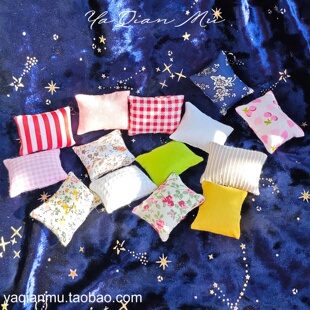 迷你枕头抱枕dollhouse微缩娃娃屋布艺家居沙发床食玩拍照谷美DIY