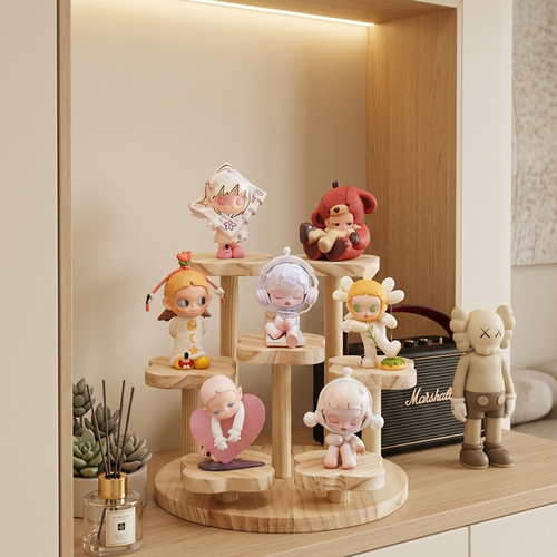 泡泡玛特盲盒手办木质展示盒
